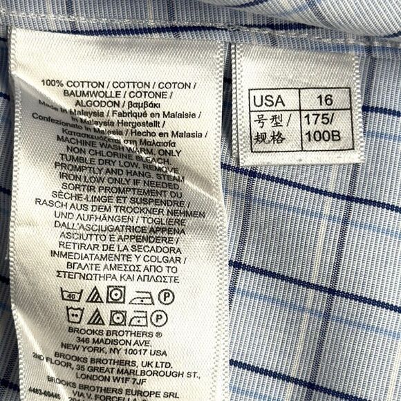Brooks Brothers Cotton Plaid Button Down Shirt Regent Fit size 16 2-3 - Picture 11 of 13